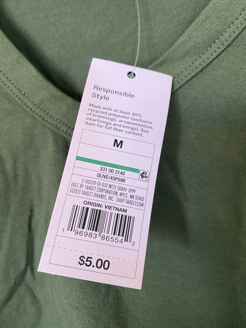 Wild Fable Olive Green V Neck Crop Top in Womens Size Medium | Army Green - Picture 3 of 4